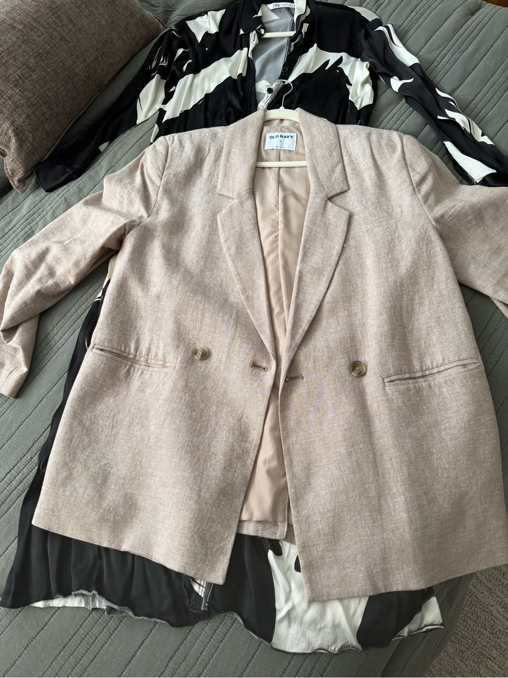 Old Navy Light Taupe Linen-Blend Blazer